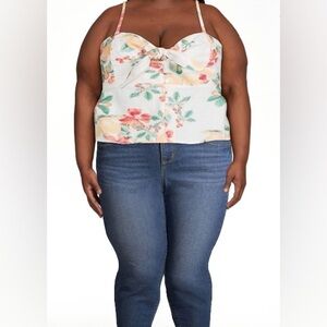 Sofia Jeans by Sofia Vergara Women's Knot Front Peplum Top 3XL NWT